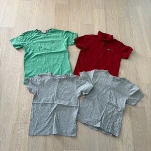 Lacoste Boys' Green, Red & Gap Gray T-Shirts x2 - Size 10, 12 & Large